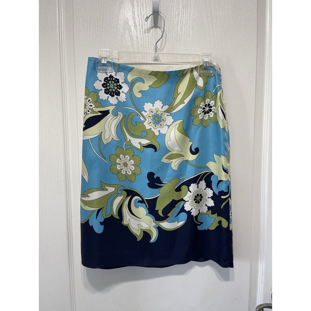 Ann Taylor Silk Blue Floral‎ Skirt 4P